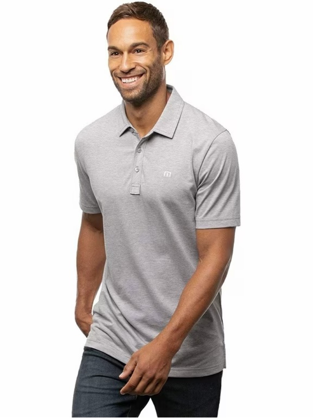 TravisMathew Zinna 2.0 Light Gray Pima Cotton Polo Shirt Size L Golf Casual